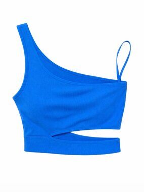 🪩 2/20 Garage Blue One Shoulder Cutout Ribbed Crop Top M